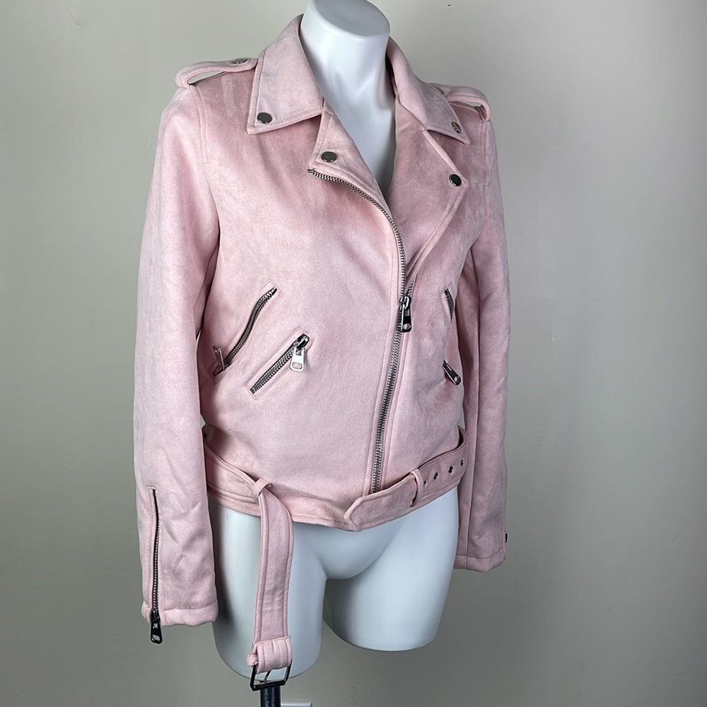 Faux Suede Zip Front Moto Jacket - Picture 2 of 8